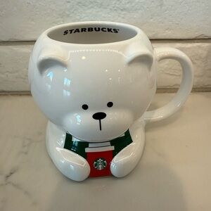 Starbucks White Ceramic Mug with Green Accent